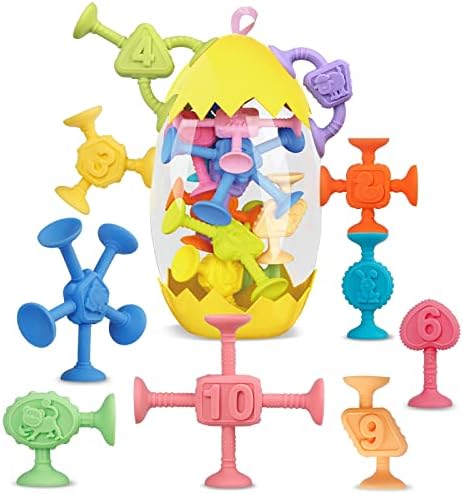 Brinquedos de banho de sucção para crianças, 10pcs montessori slicone brinquedos para crianças, autismo sensorial viagens