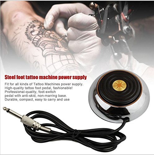 Interruptor de pedal de tatuagem, Bochang redonda Gem Pro Stainless Aço Tattoo Pé pedal interruptor de 360 ​​graus com