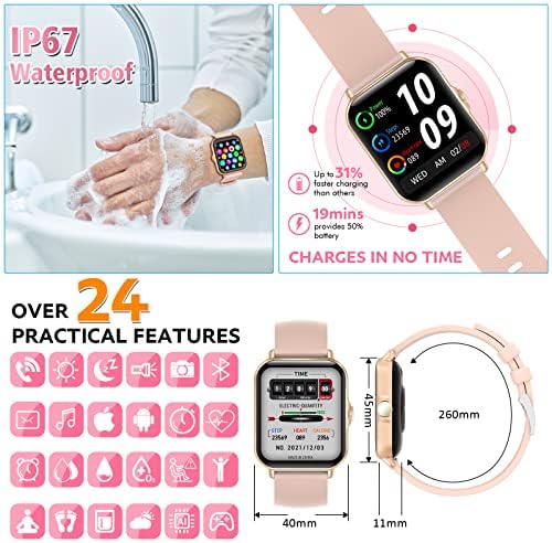 Relógio inteligente, 2023 Fitness Watch com pressão cardíaca de pressão arterial Monitor de freqüência cardíaca 1,69 Tela de