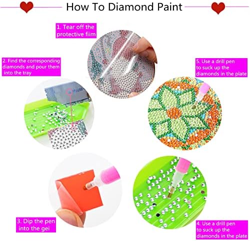 XIYAO 12 PCS Coasters de pintura de diamante com suporte, montanhas -russas DIY Mandala Crafts de arte de diamante para iniciantes
