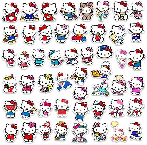 50 PCs adesivos fofos Kawaii adesivos Hellokittty para laptop de garrafas de água Laptop Caixa de telefone Bagagem de snowboard