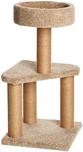 Basics Cat Tree Indoor Activity Tower com postes de arranhões, médio, 15,7 x 31,5 polegadas, bege