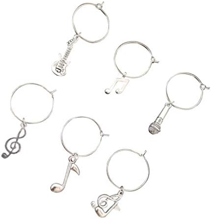 Presentes musicais de valiclud presentes musicais 12pcs marcadores de vidro de vinho tags de música Nota Drink Charms de vidro