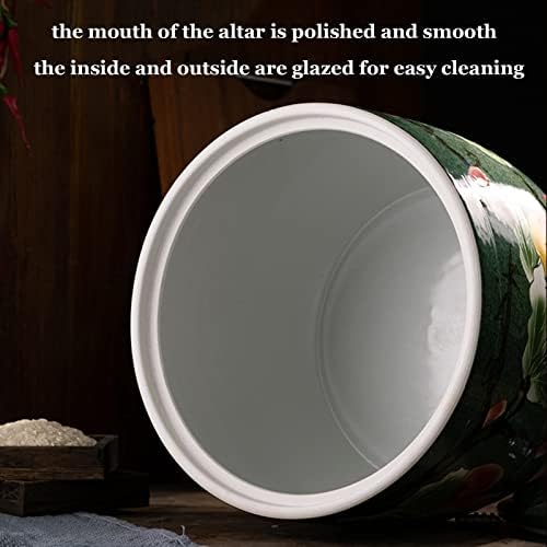 Distribuidor de arroz de cerâmica de tuu com medição de copo de copo de copo de armazenamento de cereais dispensador de grãos de porcelana