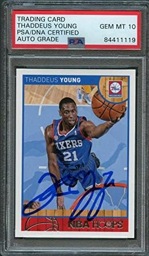 2013-14 NBA Hoops 16 Thaddeus Young assinado cartão Auto 10 ps