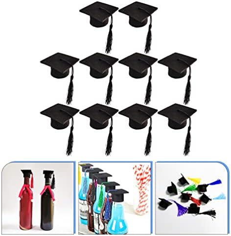 Jojofuny Wine Bottle 10pcs Mini tampas de graduação, capa de garrafa de mini chapéu, capa de graduação no chapéu, decoração de