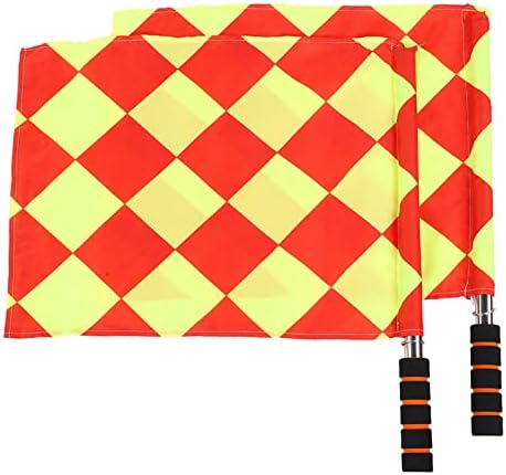 Vifemify 2pcs/saco vermelho brilhante e amarelo Profissional Árbitro de futebol Bandeira Esportes Match Fandle com bolsa de armazenamento