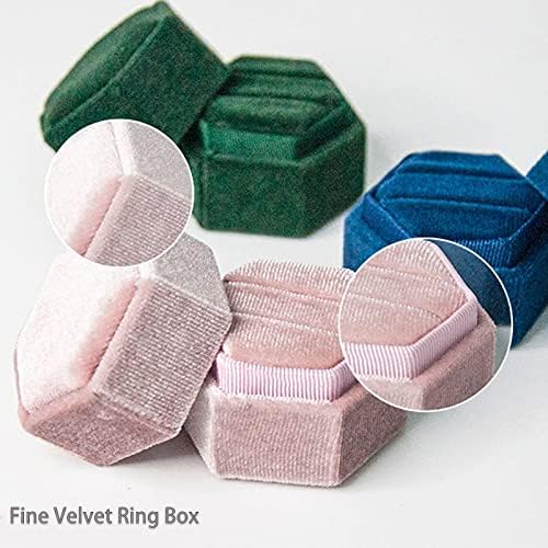 Fayada Ring Box Velvet- Hexagon Duplo Ring Display/ Titular do anel de casamento com estojo de presente de tampa/