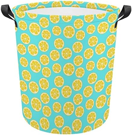 Padrões de limão Cesta de lavanderia Couca dobrável Roupa alta cesto com alças Bolsa de armazenamento