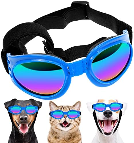 Óculos de cães, óculos de sol elegantes de cachorro cool, óculos de cães de proteção à prova de vento à prova d'água ajustáveis, para