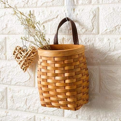 cesta de vime pendurado cesta de madeira de madeira de madeira portátil parede pendurada cesta de flores Organizador