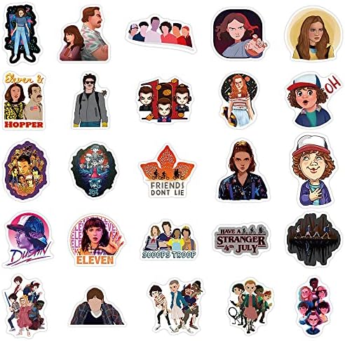 Filmes famosos Stranger Things Stickers 50 pacotes, adesivos de filme de terror de ficção científica para garrafas de água laptop bike