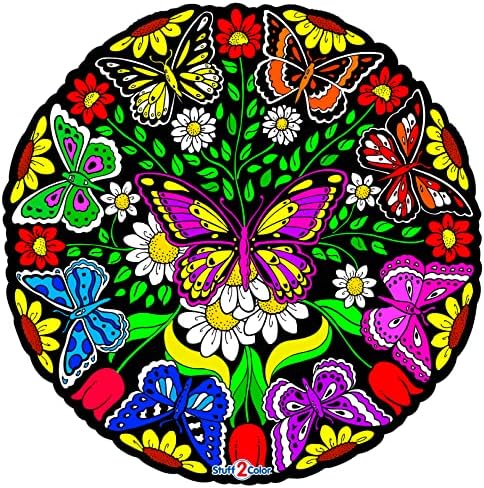 Stuff2Color Butterfly Fuzzy Velvet Mandala - 20x20 polegadas - Poster para colorir