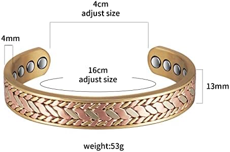 Wollet Men Braed Bracelet de cobre Pulseira magnética de cobre puro com 8 ímãs Presente para pai, Buaband, namorado