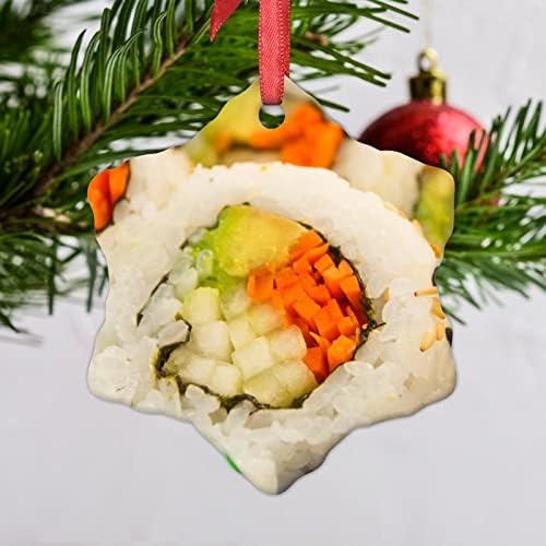 Ornato de Natal de sushi japonês enfeites de comida fofa para árvores de Natal Cerâmica Rodada de Natal personalizada