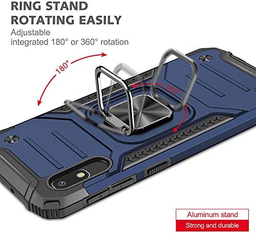 Caixa Samsung Galaxy A10E, Caixa Samsung A10E, com protetor de tela de vidro temperado, pára -choque de borracha rígida com estojos de kickstand de anel de rotação de 360 ​​° para Samsung Galaxy A10E