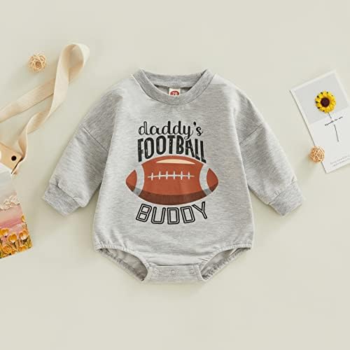 Recém-nascido bebê menino futebol de menino com papai macacão moletom de manga comprida T-shirt bodysuit de outono