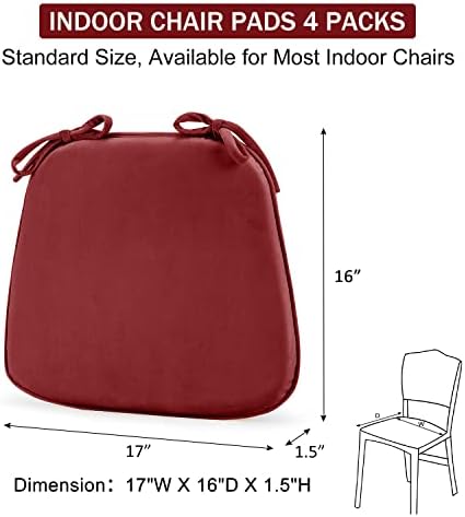 Almofadas de cadeira interna Downluxe para cadeiras de jantar, almofadas de cadeira de espuma de memória de veludo
