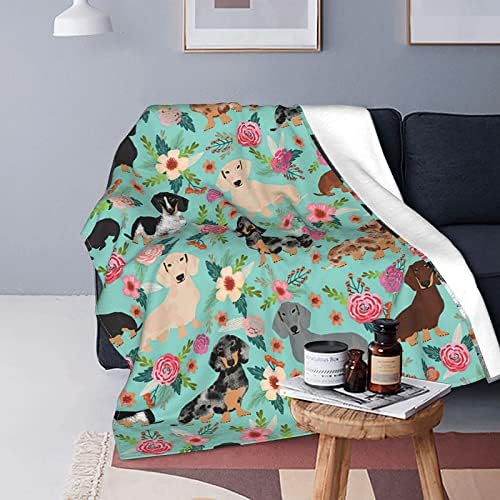 Wowusuo Dachshund Clanta de cão Rosa Flor Rose Tropet Captores de cama aconchegante cama macia leve para sofá e cama O escritório