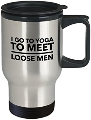 Cup de canecas de viagem de ioga - Eu vou ao yoga para encontrar homens soltos - café/chá/bebida quente/fria - itens de