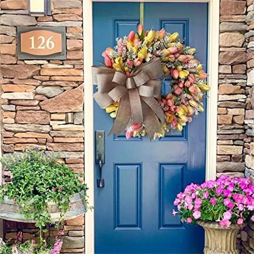 Tulip Wreath Wreath Day das mães grinaldas da coroa de greetes da porta da porta pendurada