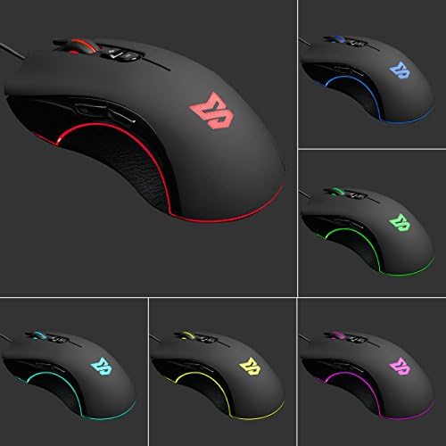 Mouse de jogos com fio mouse óptico USB com 7 botões programáveis ​​DPI ajustável | ratos ergonômicos com roda de rolagem anti-deslocação