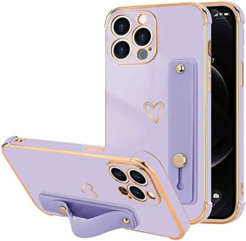 Llz.coque para iPhone 13 Pro Case para mulheres meninas, Bling Luxury banhado com design de coração de amor fofo, suporte