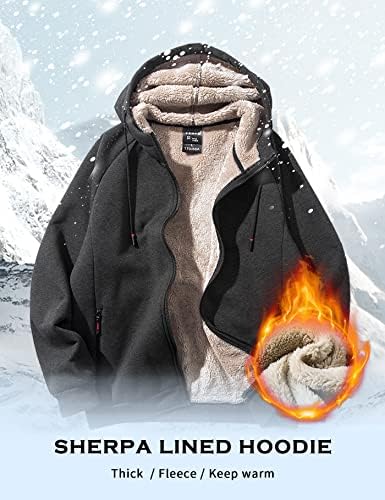 Rxozrxoz masculino sherpa com capuz forrado com capuz quente com capuz zípe de moletom de moletom quente de inverno casual ao ar livre de inverno