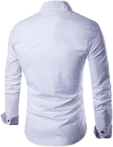 Um macacão Turn-top Top Long Casual Blouse Collor Men Slim Men Manves Men pacote de camisetas brancas