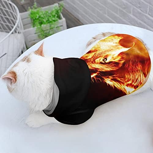 Fire Wolf Pet Hoodie Capuz de inverno moletom com chapéu para cachorrinho de cachorro