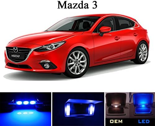 2004 - 2015 Mazda 3 Lâmpadas LED ultra azuis para vaidade/Sunvisor