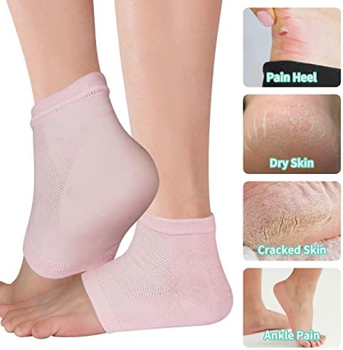 Meias de reparo de salto rachadas de vaincre - 4 pares hidratantes meias de salto para pés rachados seco, meias de