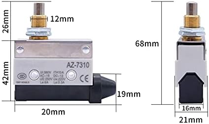Interruptor de limite de êmbolo momentâneo twrqa 380v 10a 1nc+1No Painel de montagem Micro Switches AZ-7310