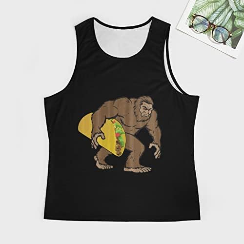 Sasquatch Bigfoot Carregando Taço Muscle Tampa Muscle Toup Camiseta Treta Camiseta Ginástica Colete de Ginástica