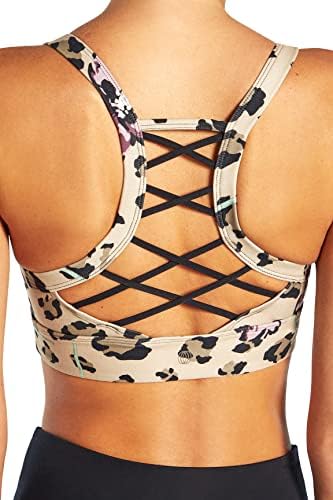 Coleção de equilíbrio Standard Womens Lynn Racerback Médio Impact Sports Bra, Valerian Leopard Floral