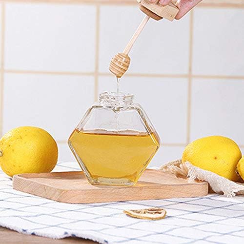 Jarra de panela de mel com forma de forma de adolescência com tampa de madeira e contêiner de xarope de mel de vidro de vidro para cozinha para casa, 380ml