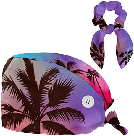 Cap de trabalho ajustável de Vioqxi com scrunchies de bowknot para o suporte do rabo de cavalo palm Summer Summer UNISSEX