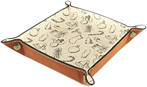 Hand desenhado elementos de Natal Caixa de armazenamento Padrão Bandeja de mesa de mesa Alterar a carteira de caixa de moeda de caixa