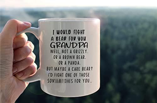 Kunlisa Funny Grandpa Caneca Copa, eu lutava com um urso para você caneca de cerâmica de cerâmica-11oz Copo de chá de leite com leite, avô de aniversário do avô Presentes do dia do pai de netos netos netos