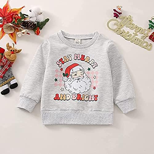 Roupa de Natal Criança Criança Baby Girl Rosa Moletom de Manga Longa Crewneck Pullover Xmas Santa Camisa Tops Roupas de inverno