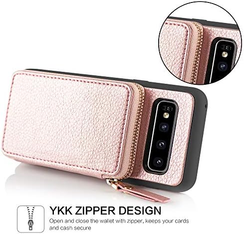 ZVE Samsung Galaxy S10 Case com titular de cartão de crédito, Caixa de carteira Galaxy S10 com capa de bolsa de bolsa de pulso