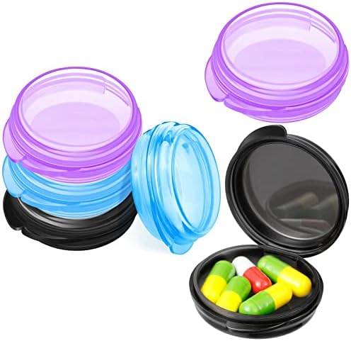 6 compactores pequenos caixas de organizador de comprimidos, recipiente de pílula de viagem portátil diariamente mini pílula
