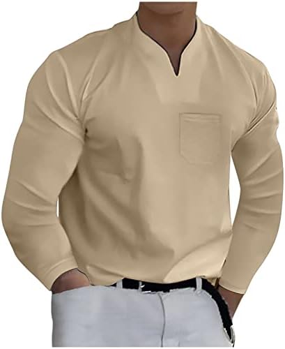 Tops for Men Mangas compridas T-shirt Moda Solid Dress Shirts Sports Sports Casual Blusa do Treinamento de Fitness