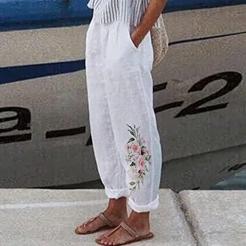 Miashui rastreia calças mulheres com bolsos calças algodão reto casual longa feminina calças altas calças de verão