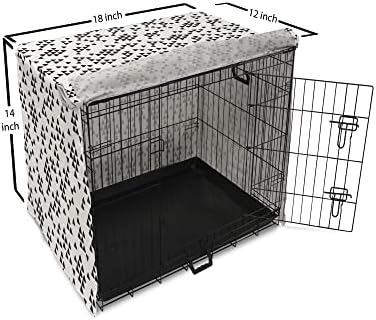 Capa de caixa de caixas geométricas lunaráveis, padrão tribal monocromático com vários triângulos desenhados à mão Imagem de doodle, capa de canil de estimação fácil de usar para cachorros de cachorros de cachorros, 18 polegadas, preto e branco