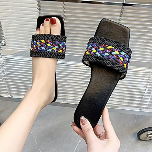 Slippers for Women Women Indoor e Outdoor Spring Summer Summer tecido colorido de fundo liso grande praia chinelos