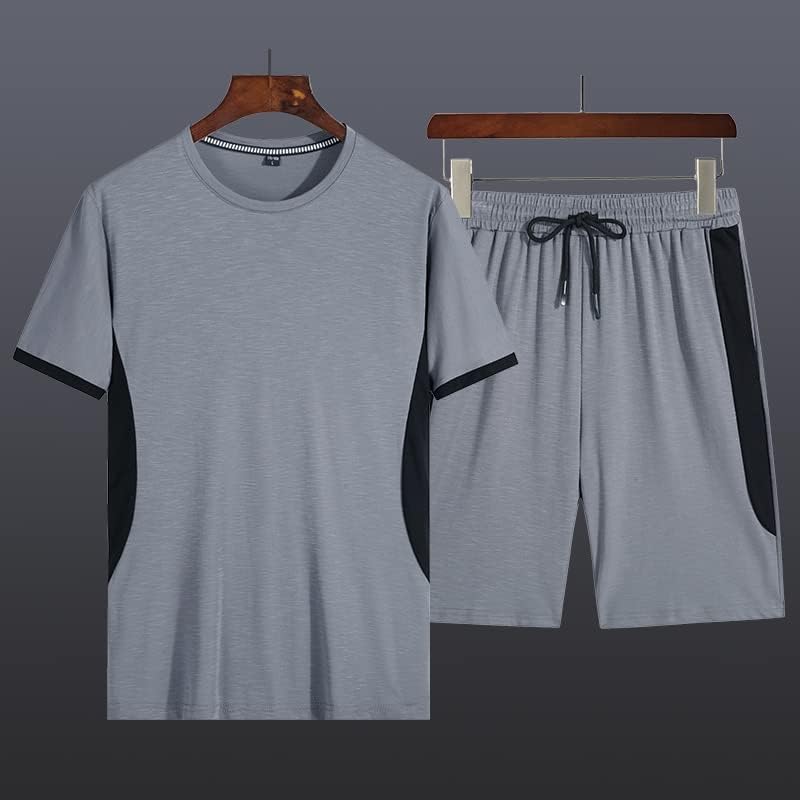 Homens casuais definem camisetas de roupas esportivas de traje esportivo Summer Slim Fit+shorts de duas peças teram