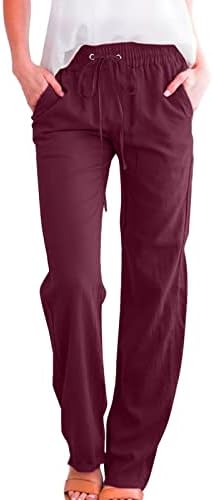 Calça de perna larga de tamanho grande 2023 calças de linho brancas da moda calça de calça de calça de calça da cintura da cintura