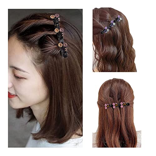 Baihu 4pcs Cristão de cristal brilhante clipes de cabelo para meninas e mulheres, clipe de cabelo com 3 clipes pequenos, strass de