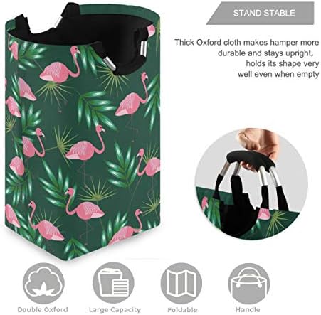 VISESUNNY COLEXSBLE LAPUNDRY CESTÃO Tropical Folha de palmeira rosa flamingo grande cesto de roupa com brinquedos